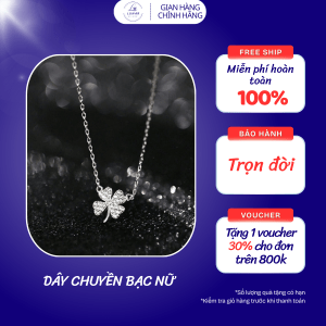 Dây chuyền bạc hoa cỏ bốn lá đính đá sang trọng
