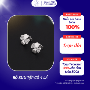 Bông tai bạc nữ Cỏ Bốn Lá May Mắn