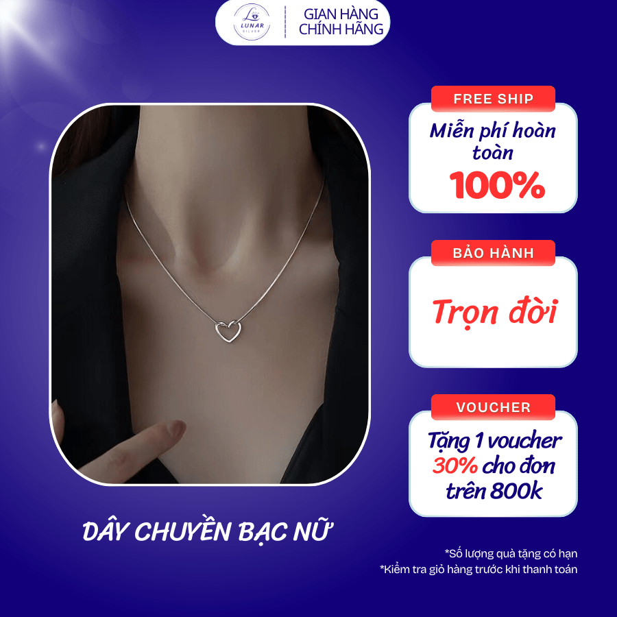 Dây chuyền bạc nữ hình Trái Tim