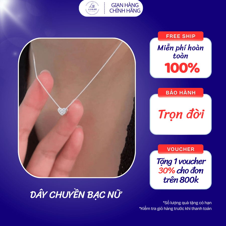 Dây chuyền bạc nữ hình Trái Tim - Ảnh 2