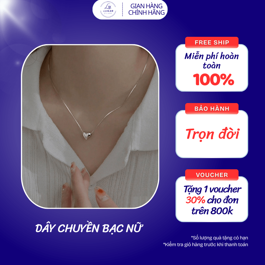 Dây chuyền bạc nữ hình Trái Tim - Ảnh 3