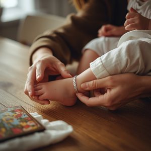 Chọn lắc chân bạc khắc tên cho bé an toàn