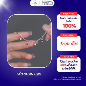 Lunar Silver- Lắc chân Trái Tim Phối Đá Nhí